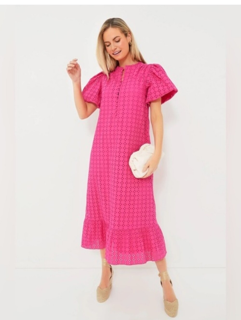 Tuckernuck Hyacinth House Pink Eyelet Tryall Midi Dress Xxsmall